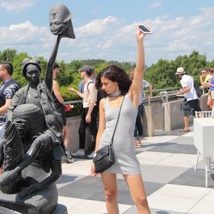 Gray Mini Dress with Cutout